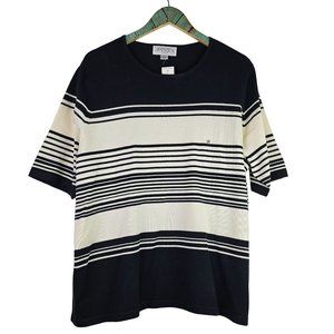 Casual Corner Annex Woman Short Sleeve Stripe Lightweight Knit Top, Sz 2X, NWT